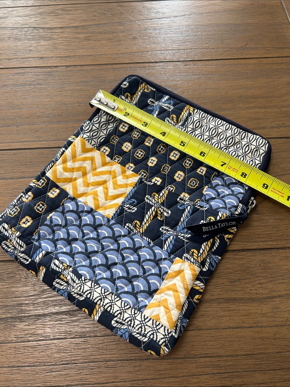 Bella Taylor Navy, Yellow & Light Blue Quilted Tablet Sleeve - Picture 4 of 6